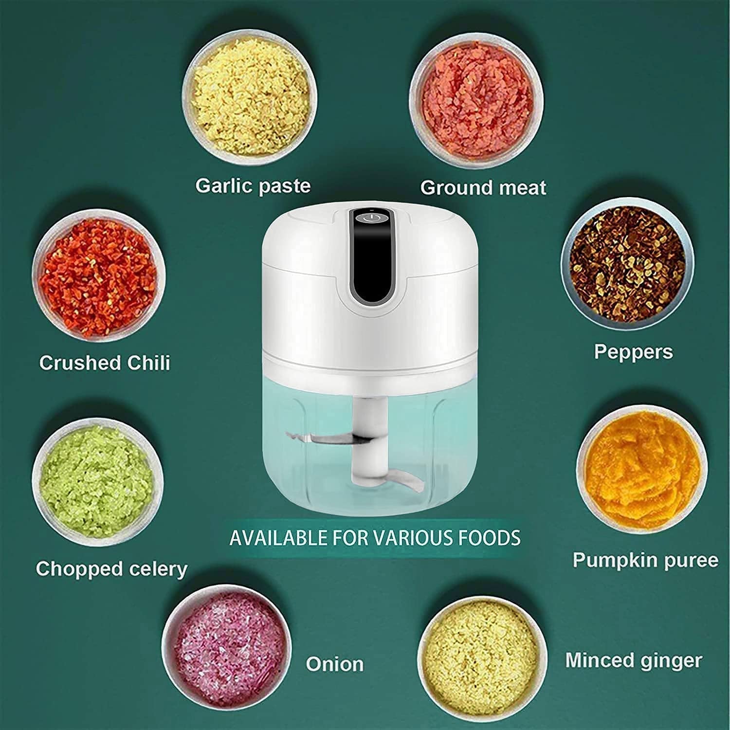 Wireless USB Rechargeable Mini Electric Garlic Machine / Chopper 3 Blades (250Ml) Wireless USB Rechargeable Mini Electric Garlic Machine / Chopper 3 Blades (250Ml)